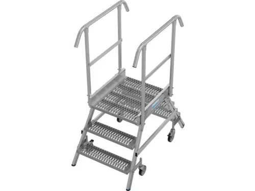 bordestrap,verrijdbaar,bordes H 0,75m,2x3treden m. R13-laag,aluminium