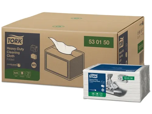 Reinigingsdoek Tork W8 Premium Heavy-Duty 1-laags 45 vel wit 530150