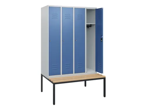 locker met bank,HxBxD 1950x1200x815mm,4vak,vak B 300mm,cil.-slot