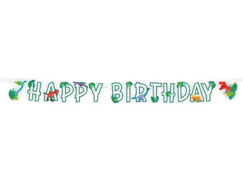 Letterslinger Happy Birthday Dino Groen 2,5 meter