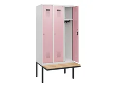 locker met bank,HxBxD 1950x900x815mm,3vak,vak B 300mm,cilinderslot
