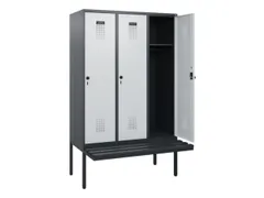 locker met bank,HxBxD 1950x1200x815mm,3vak,vak B 400mm,draaigrendel