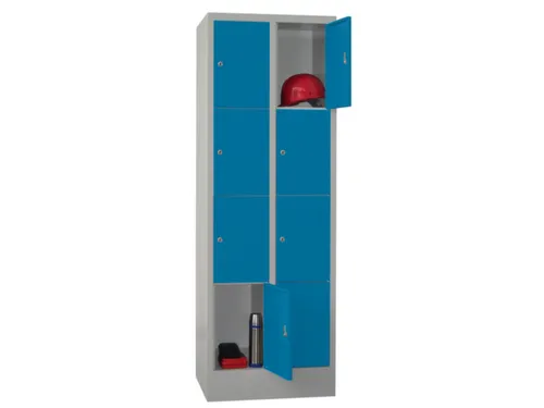 lockerkast,HxBxD 1850x600x500mm,2x4vakken,RAL7035,front RAL5012