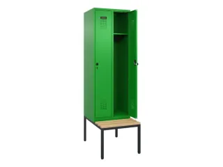 locker met bank,HxBxD 2120x600x815mm,2vak,vak B 300mm,draaigrendel - 2
