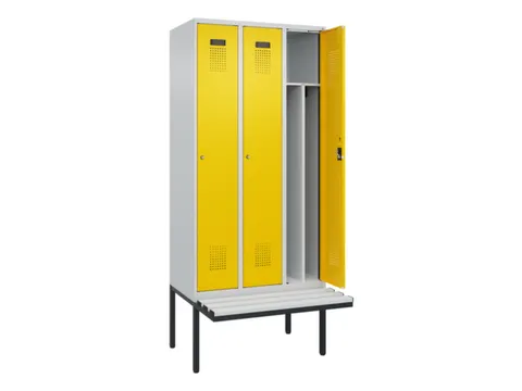 locker met bank,voor scheiding van kleding,HxBxD 2120x900x815mm,3vak