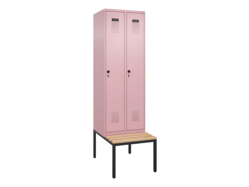 locker met bank,HxBxD 2120x600x815mm,2vak,vak B 300mm,draaigrendel