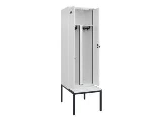 PBM-locker met bank,HxBxD 2120x600x815mm,2vak,vak B 300mm,draaigrendel - 1