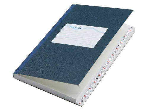 Notitieboek Atlanta met alfabet gelinieerd blauw 165x105mm