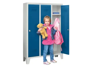 lockerkast v. kinderen,HxBxD 1300x780x300mm,3vak,RAL7035,front RAL5010 - 2