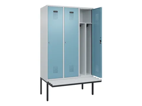 locker met bank,voor scheiding van kleding,HxBxD 2120x1200x815mm,3vak