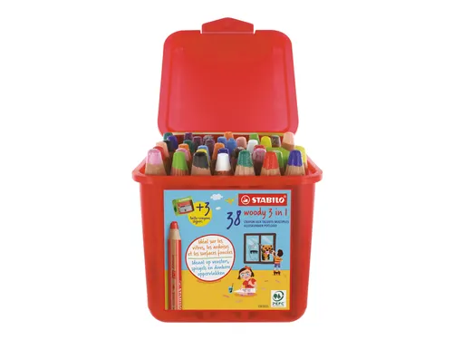 Kleurpotlood STABILO 882 woody 3-in-1 incl. 3 slijpers 38 stuks assort