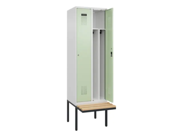 locker met bank,voor scheiding van kleding,HxBxD 2120x600x815mm,2vak