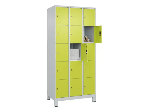 lockerkast,HxBxD 1950x900x500mm,3x5vakken,vak B 300mm,cil.-slot,voeten