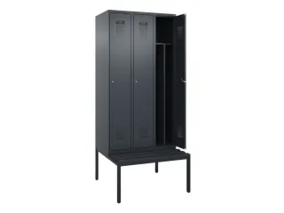 locker met bank,voor scheiding van kleding,HxBxD 2120x900x815mm,3vak - 1