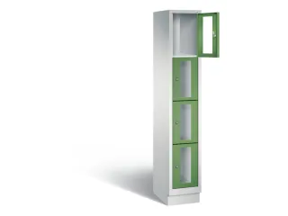 Lockerkast 1800x320x500mm 1x4 vakken Cilinderslot, Sokkel, RAL6011 - 1