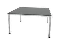 Vergadertafel 74x140x140cm 4voeten Buis Aluzilver Ms-donkergrijs