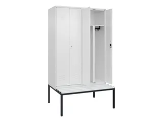 PBM-locker met bank,HxBxD 2120x1200x815mm,4vak,vak B 300mm,cil.-slot - 2