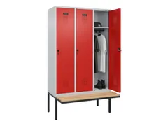 locker met bank,HxBxD 2120x1200x815mm,3vak,vak B 400mm,draaigrendel