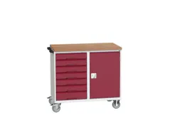 montagetafel 980x1050x600mm multiplexblad 7 laden kast front RAL3004