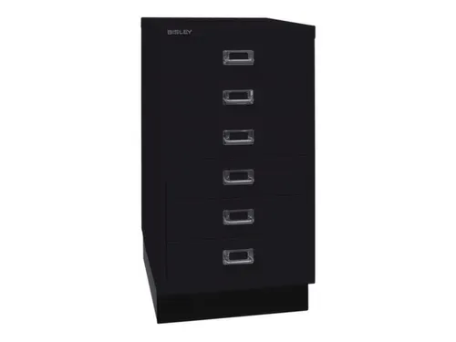 kantoor-ladekast HxBxD 670x349x432mm 6 laden romp + front zwart staal