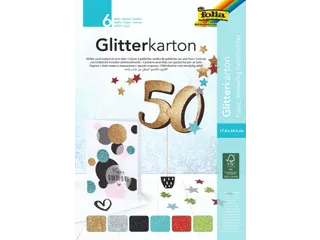 Glitterkarton Folia 174x245mm 6 vel basis assorti - 2