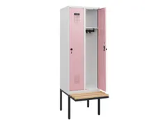 locker met bank,HxBxD 1950x600x815mm,2vak,vak B 300mm,draaigrendel