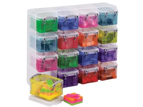 Muurkubus met 16 Opbergdozen 0,14 Liter Transparant Assortiment