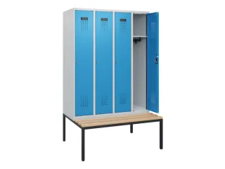 locker met bank,HxBxD 1950x1200x815mm,4vak,vak B 300mm,cilinderslot - 1