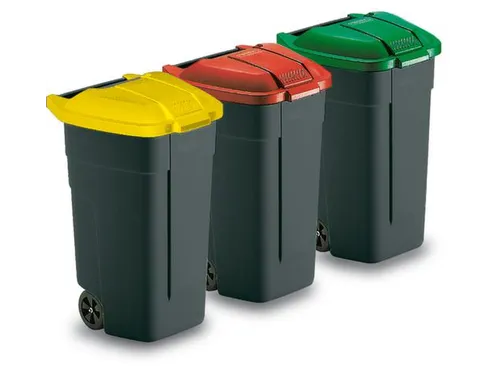 Afvalbak 100 Liter HxBxD 850x510x550mm Pp Romp Antraciet Deksel Groen