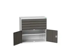 ladekast 1000x1050x550mm 4laden uittrekbaar 2deuren RAL7035 RAL7016