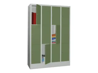 lockerkast,HxBxD 1850x1200x500mm,4x3vakken,RAL7035,front RAL6011 - 2