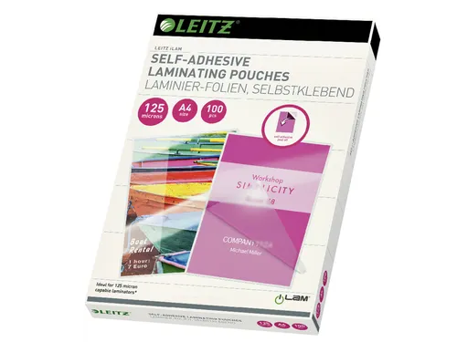 Lamineerhoes Leitz iLAM A4 zelfklevend 2x125micron EVA 100 stuks