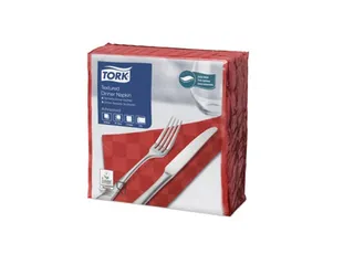 Textured Dinnerservet 38x39cm 2-laags rood 1/4 vouw doos 900 stuks - 1