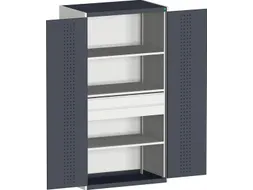 systeemkast 2000x1300x650mm 3xStalen bodem 2laden Ral7035 Ral7016