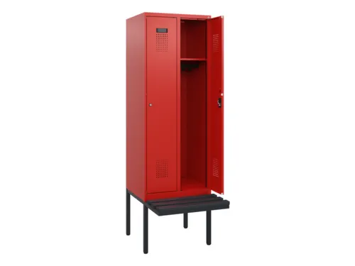 locker met bank,HxBxD 1950x600x815mm,2vak,vak B 300mm,cilinderslot