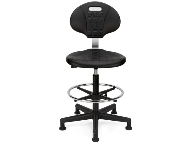 Werkstoel Large Zwart met Glijders Ergonomisch & Stevig