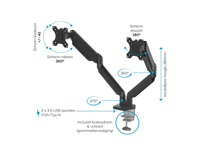 Monitorarm Fellowes Platinum Serie Duo wit