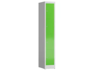 Lockerkast 1800x310x500mm 1x4 vakken cilinderslot, sokkel, RAL6018 - 1