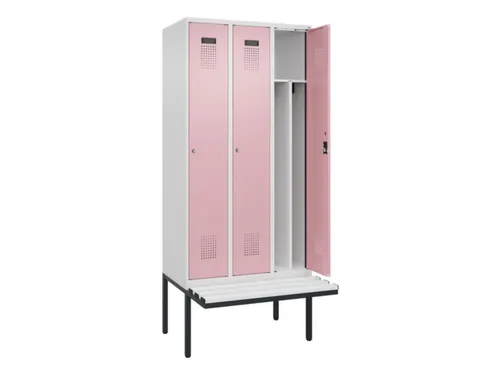 locker met bank,voor scheiding van kleding,HxBxD 2120x900x815mm,3vak