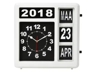 Wandklok Perel analoog 310x310mm nederlandse versie wit - 1