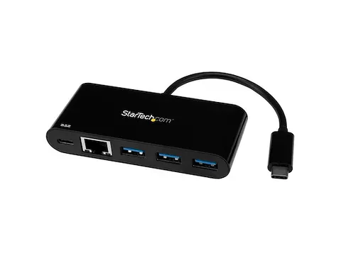 3 poorts USB 3.0 hub met Gigabit Ethernet en Power
