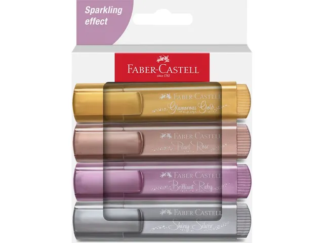 Markeerstift Faber-Castell 46 metallic 4stuks goud, zilver, roze, ruby