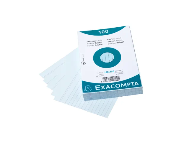 Pk 100 Cards 100X150 Blue Lined