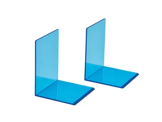 Boekensteun MAUL 10x10x13cm acryl set 2 neon blauw transparant - 1