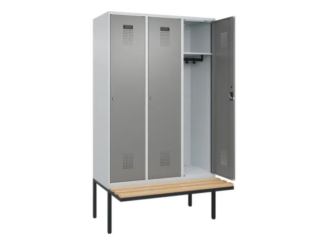 locker met bank,HxBxD 2120x1200x815mm,3vak,vak B 400mm,cilinderslot