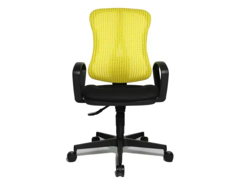 Bureaustoel Zitting Zwart Rugleuning Met Netbekleding In Geel