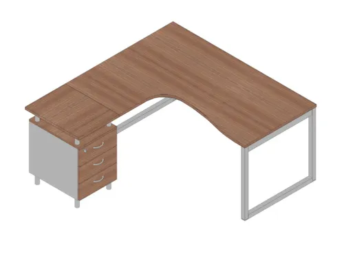 Bureauset Bureau Staand Ladeblok Links 730X1600X1650Mm Canaletto Zilve