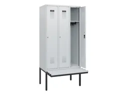 locker met bank,HxBxD 1950x900x815mm,3vak,vak B 300mm,cilinderslot