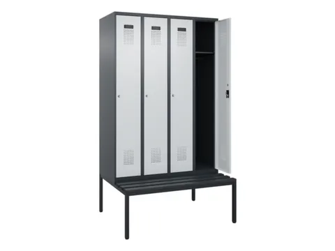 locker met bank,HxBxD 2120x1200x815mm,4vak,vak B 300mm,cilinderslot