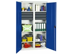Materiaalkast 1800x1000x500mm 6legborden Uitschuifbaar 6laden Ral5010